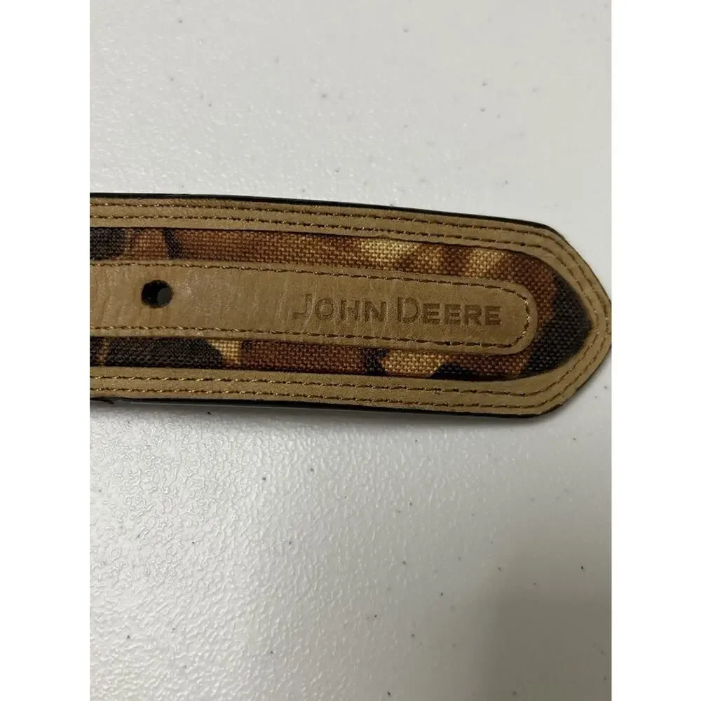 John Deere Men's Genuine Top Grain Leather Belt Brown and Camouflage Size 40